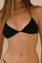 Detailed front view of Athens Bikini Top highlighting clean lines and soft cup design